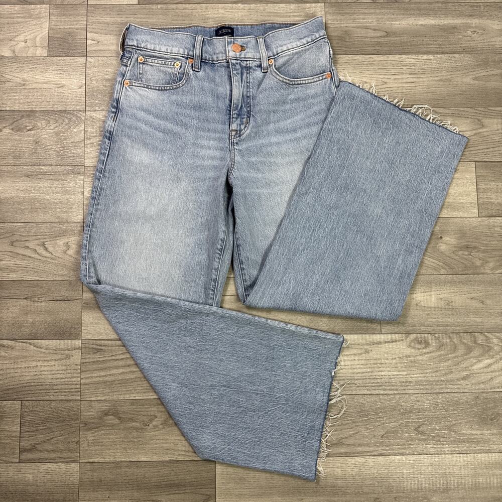 J. Crew Wide Leg Crop Denim Jeans High Rise Light Wash sz 26